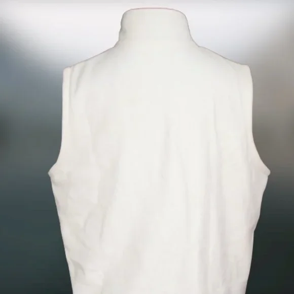 Lands' End Warm White Zip Front Fleece Vest Normcore Neutral Comfy Basic - Picture 3 of 9